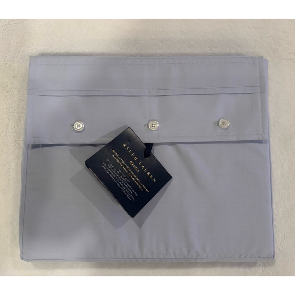 $150 NEW RALPH LAUREN FULL FLAT SHEET ORGANIC COTTON PERCALE SKY BLUE 464 TC